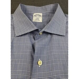 Brooks Brothers 1818 Regent Dress Shirt 17 1/2 4/5 Blue Checkered NonIron Cotton